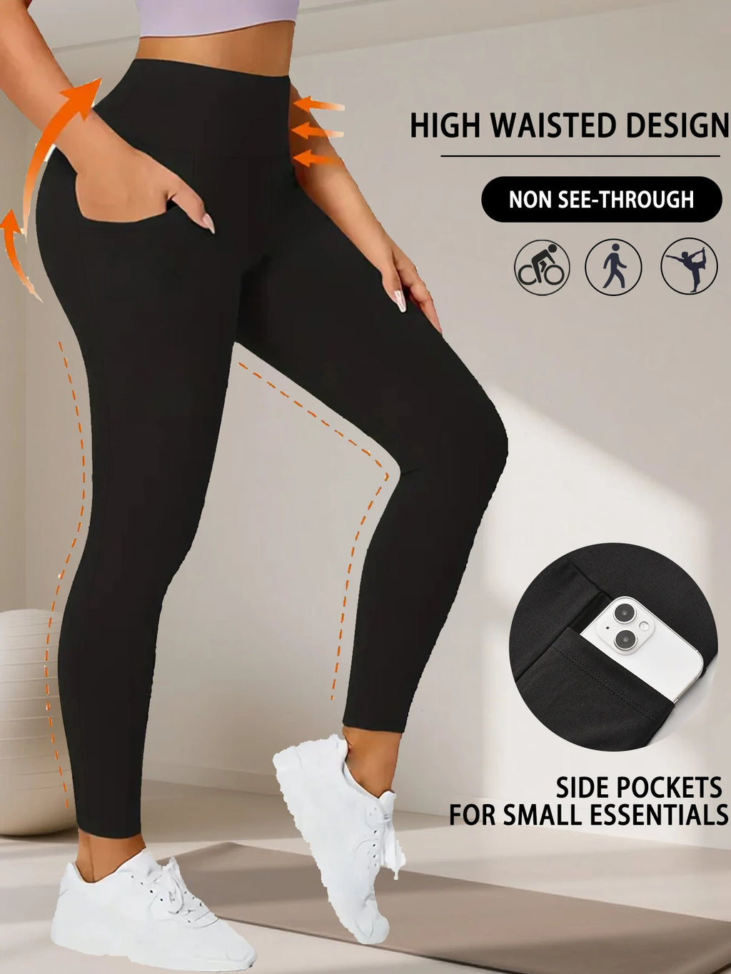 Pocketed High-Waist Leggings